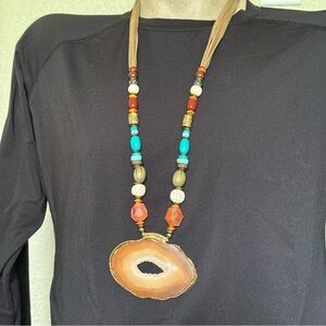 Chico’s Statement Faux Agate Bead Necklace